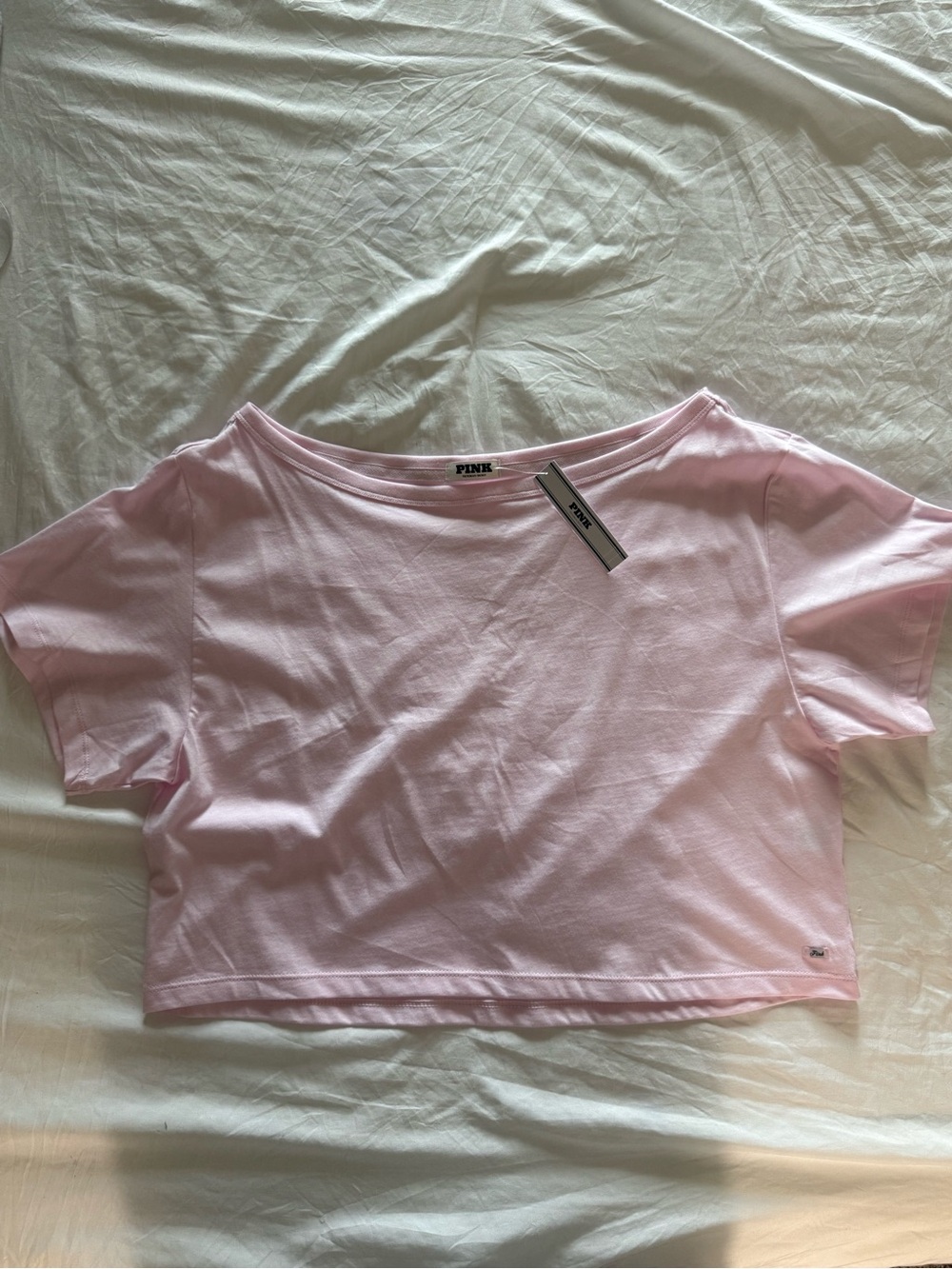 PINK Victoria's Secret Pale Pink Cropped Scoop Neck Tee